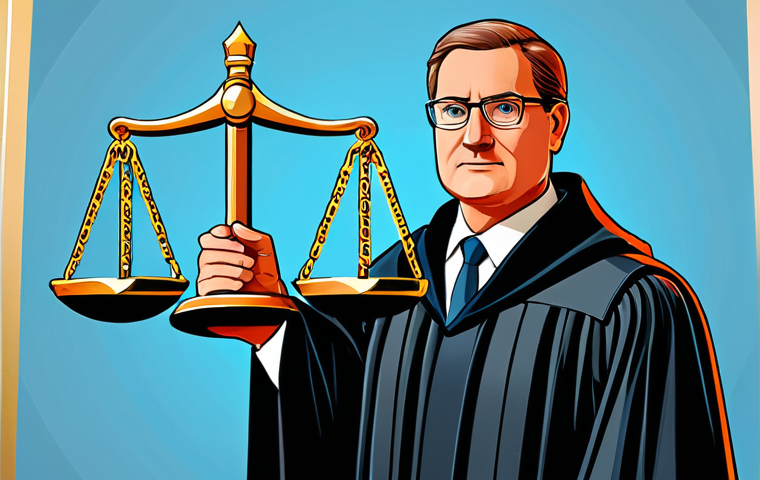 디지털 자산의 가치 관련 법적 쟁점 - Regulatory Balancing Act**
"A judge in formal robes, holding scales of justice, balancing a blockch...