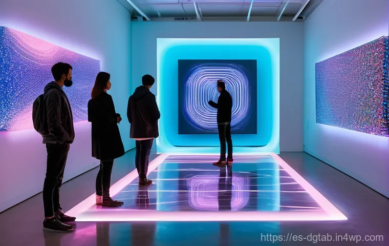 디지털 희소성의 가치 평가 모델 - **Prompt:** A sleek, futuristic art gallery, bathed in soft, ethereal light. In the center, a divers...