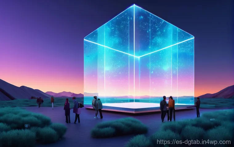 디지털 희소성의 리스크 관리 방안 - **Prompt:** A futuristic, serene digital landscape where unique, glowing digital artifacts float gra...