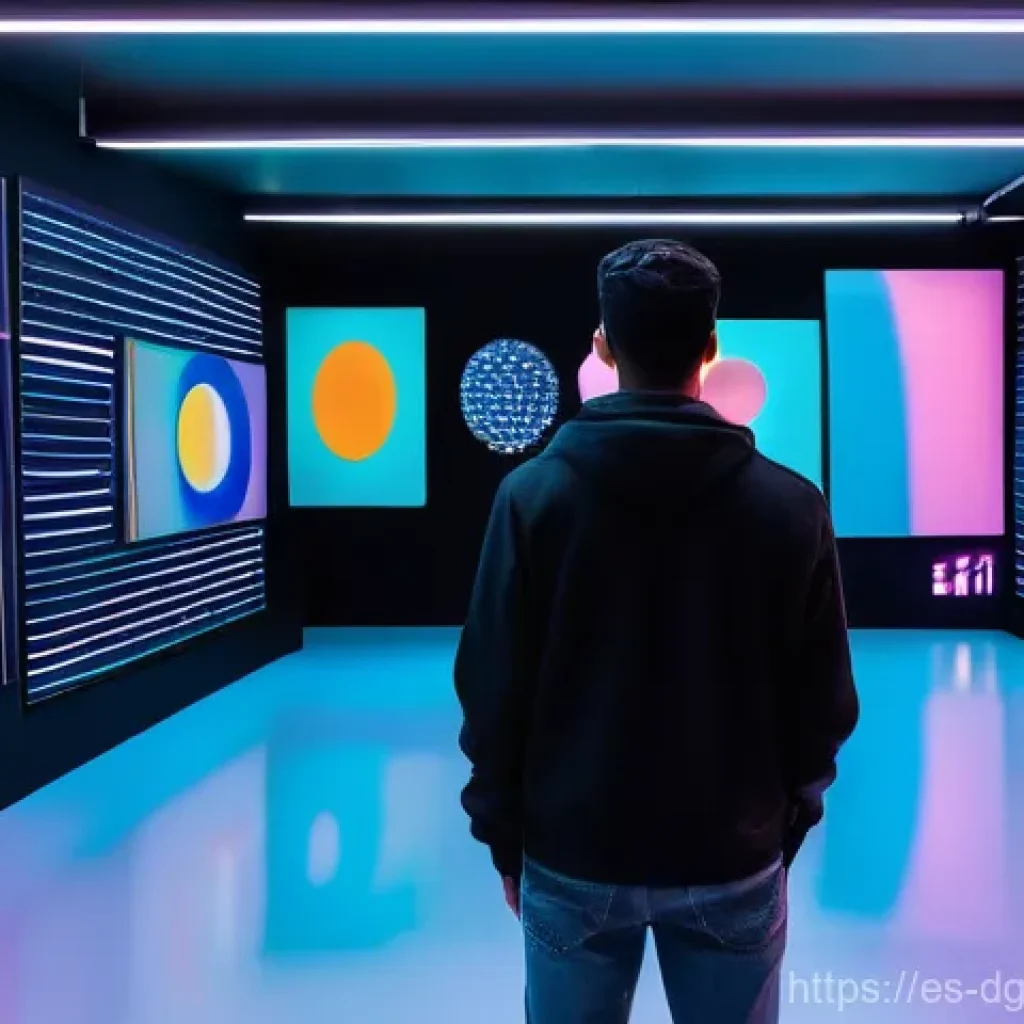 디지털 아트의 시장성과 희소성 - **Prompt:** A vibrant, futuristic online art gallery bustling with diverse young adults from Generat...