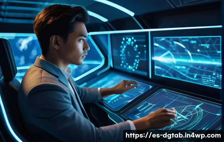 디지털 자산 가치의 비교 분석 - A focused young adult, dressed in smart casual attire, stands at the helm of a futuristic digital sh...