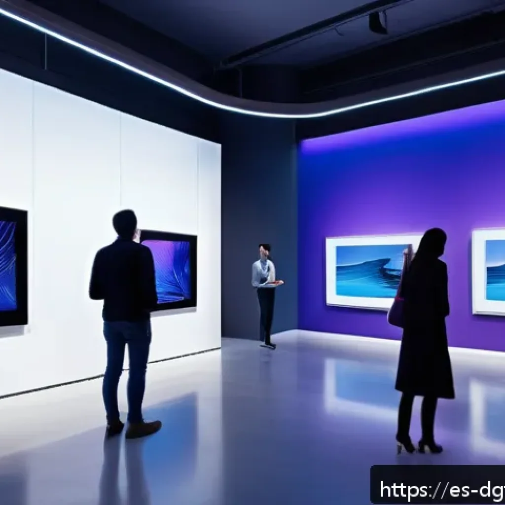 디지털 자산의 희소성 증대 전략 - A sleek digital art gallery scene showcasing a limited edition collection of vibrant, futuristic ill...
