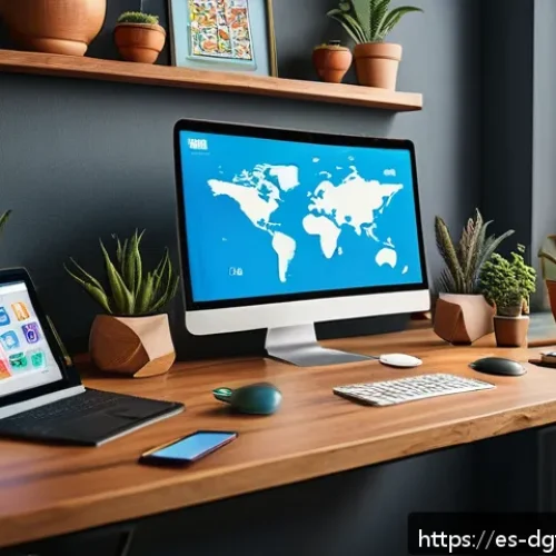 Home 31 디지털 자산의 가치를 올리는 요소 - A vibrant digital artist’s workspace showing a diverse collection of NFTs and cryptocurrency icons o...