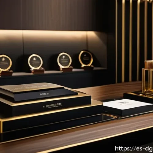 Home 30 디지털 희소성을 고려한 마케팅 전략 - A sleek luxury product display showcasing a limited edition item with a black and gold color scheme,...