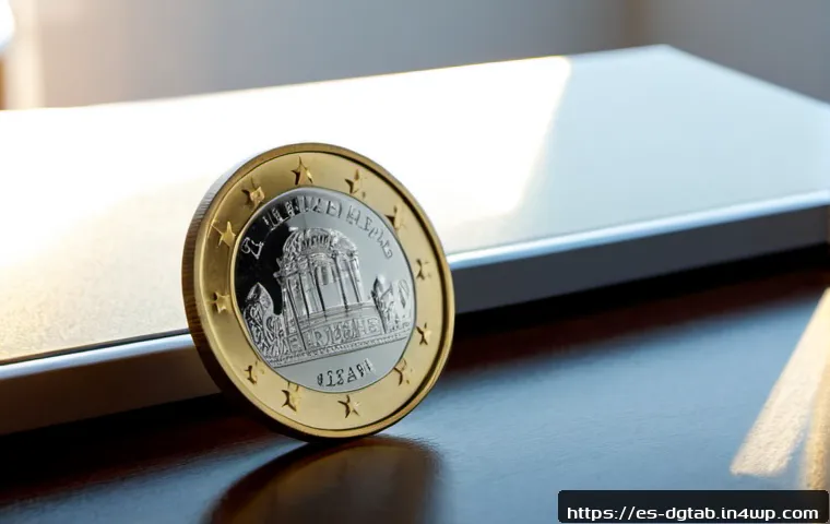 Home 17 디지털 희소성과 투자자 기대 심리 - Photorealistic close-up of a polished silver coin-like digital token resting alone inside a clear gl...
