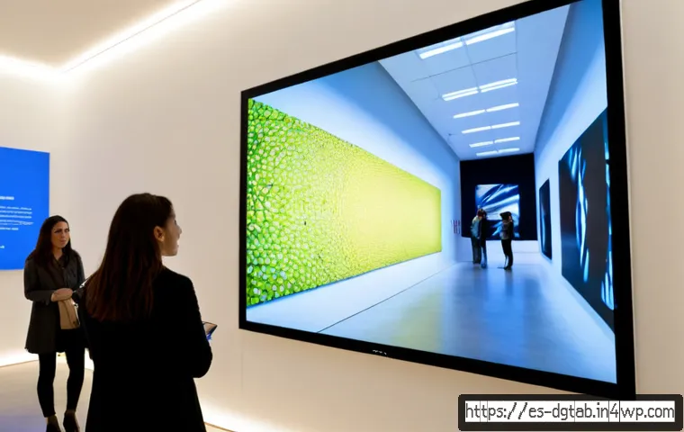 디지털 희소성의 윤리적 측면 - Photorealistic ethical digital scarcity concept, a Spanish museum curator in a modern Madrid gallery...